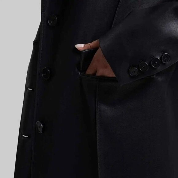 NWT DEPT. ANONYM Faux Leather Coat with Pinched Pleats Size L. b063 - Picture 6 of 7